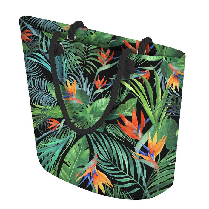 TOTE BAG - PARADISE JUNGLE / black - sewing set