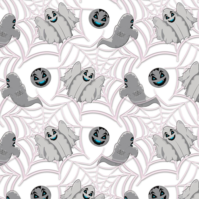 SPOOKY GHOSTS / WHITE (SCARY HALLOWEEN) - Waterproof woven fabric