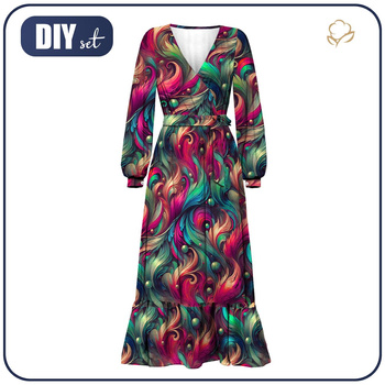 WICKELKLEID MIT RÜSCHEN "ABELLA" (XL)- COLORFUL FEATHER PINK - Nähset