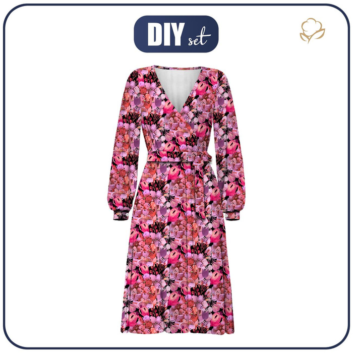 SUKIENKA KOPERTOWA (BIANCA) - KWIATOWY MIX (NA ŁĄCE) - zestaw do uszycia XXL