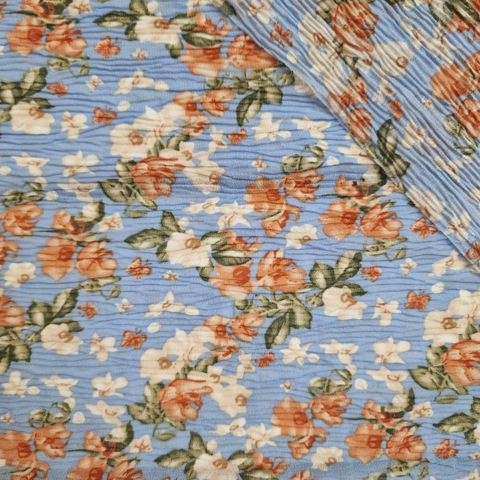 BLÜMCHEN / Blau - gecrashter Chiffon/ BLUE