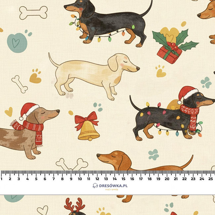 CHRISTMAS DOGS M. 2 - Wintersweat angeraut mit Elastan ITY