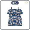 Bluzka hiszpanka (SARA) - DAISIES DENIM IMITATION WZ. 2 - zestaw do uszycia 122-128