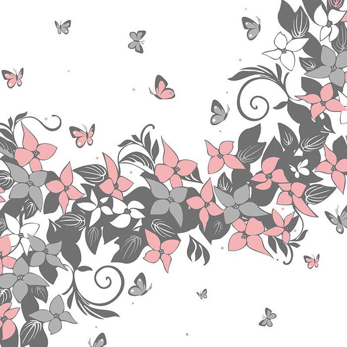 FLORAL PANEL (XL) / šedo-růžový - panel, teplákovina SP250