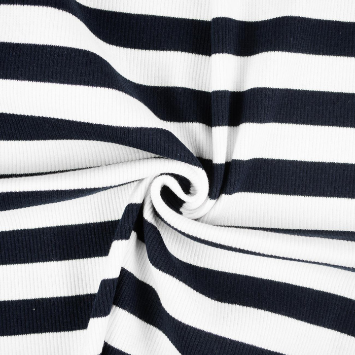Rib Jersey fabric Unicolour - STRIPES / NAVY