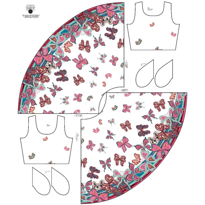 DRESS "ISABELLE" - BUTTERFLIES (pat. 1 pink) / white - sewing set XS