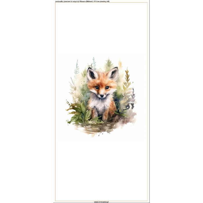 PODUSZKA 45X45 - WATERCOLOR FOX - welur tapicerski - zestaw do uszycia