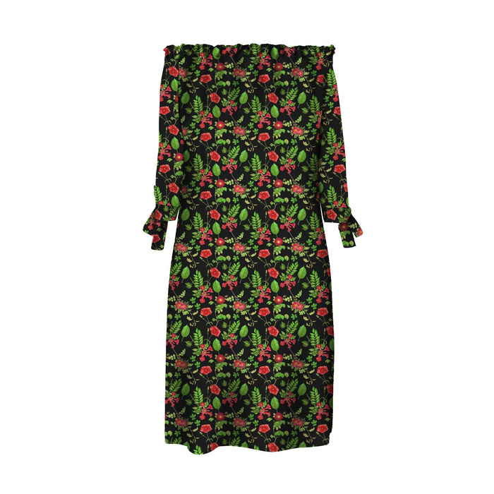 DRESS "CARMEN" - MINI RED GARDEN (PARADISE GARDEN) - crepe XL