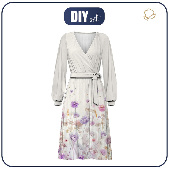 WRAP MIDI DRESS "BIANCA" (XXL) - FLOWERS wz.10 - sewing set
