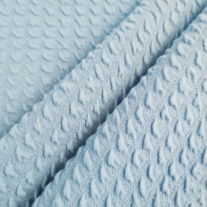 Dzianina Bawełniana Wafel 3D - NIEBIESKI/ BLUE (D-189)