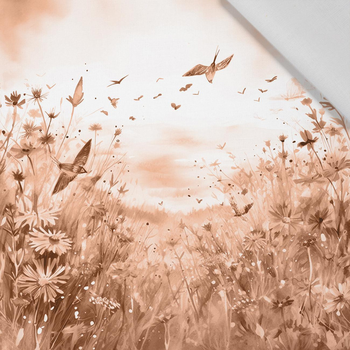 MAGIC MEADOW WZ. 10 / peach fuzz - Paneel (75cm x 80cm)  Baumwoll Webware