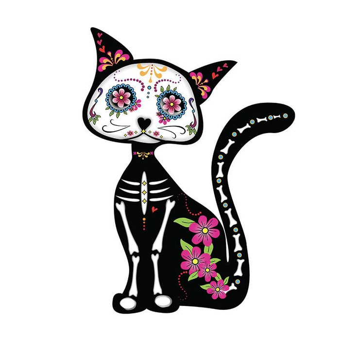 KATZE FRIDA (DIA DE LOS MUERTOS) - Paneel Sommersweat 75cm x 80cm