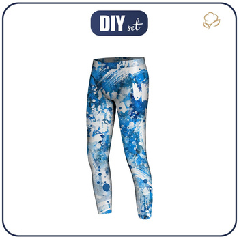 THERMO LEGGINSY CHŁOPIĘCE (HUGO) - BLUE SPLATTER - zestaw do uszycia 128