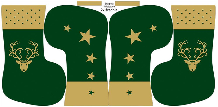 Christmas Stocking Set - GOLDEN REINDEER / green