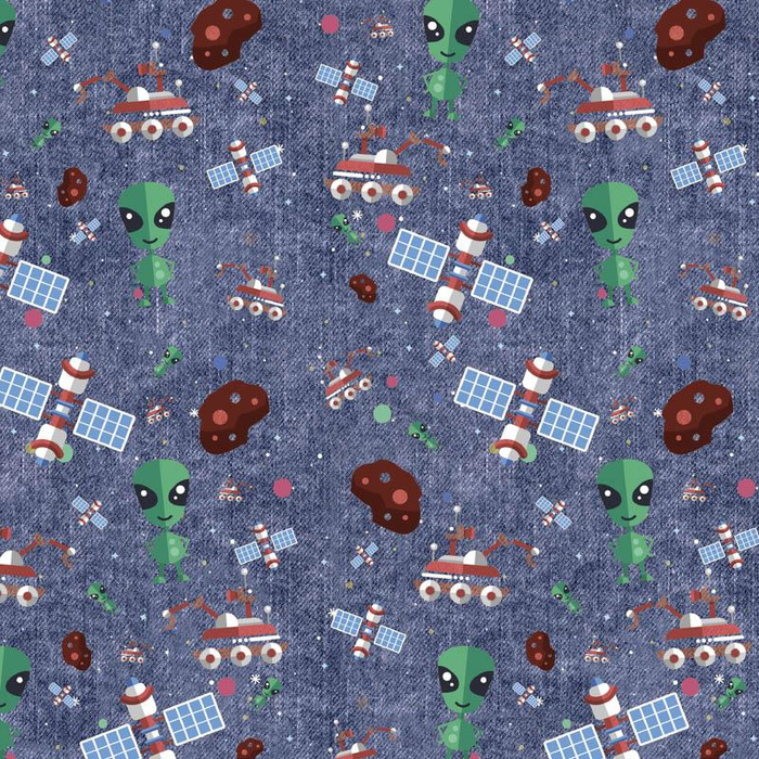 COSMIC MIX PAT. 1 (SPACE EXPEDITION) / ACID WASH DARK BLUE - looped knit fabric
