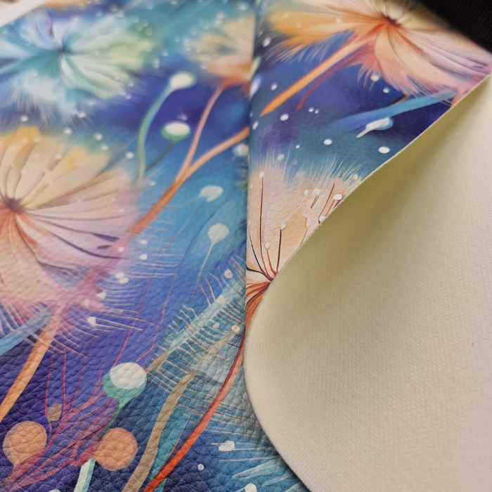 35cm PASTEL FLOWERS WZ.10 - gruba ekoskóra tłoczona