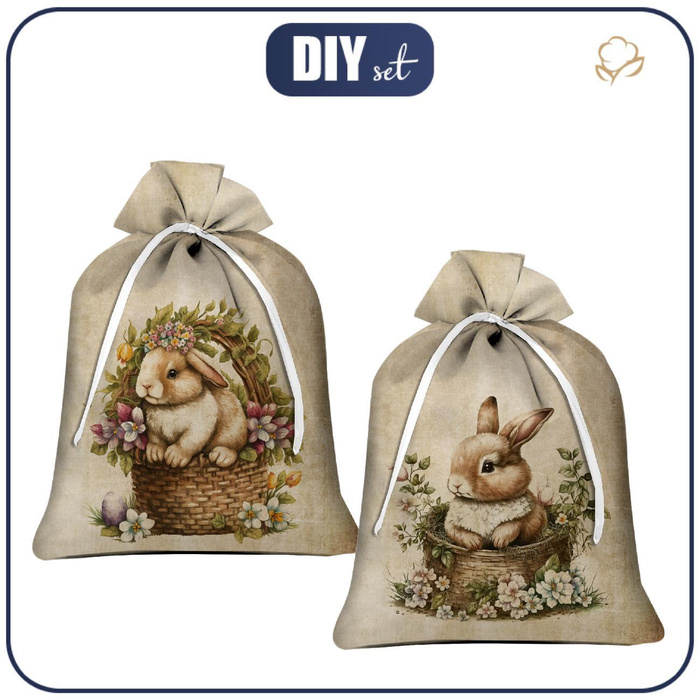 Gift pouches - BUNNIES IN BASKETS - sewing set - SMALL