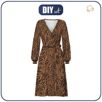 WRAP MIDI DRESS (BIANCA) - ANIMALS MIX / caramel - sewing set