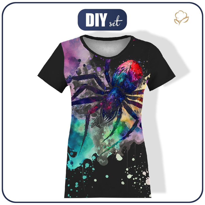 T-SHIRT DAMSKI - WATERCOLOR SPIDER - zestaw do uszycia M