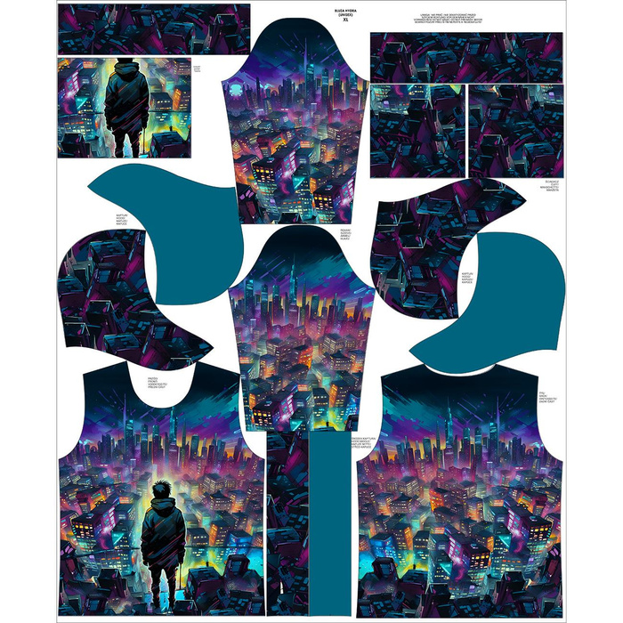 UNISEX HOODIE (HYDRA) - NEON GALAXY PAT.6 - sewing set M