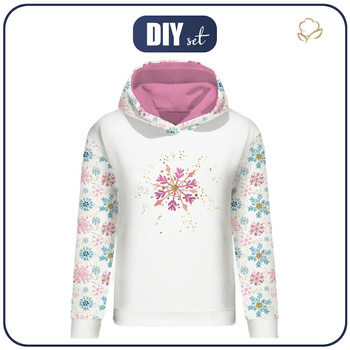 CLASSIC WOMEN’S HOODIE (POLA) - SNOWFLAKES MIX - looped knit fabric