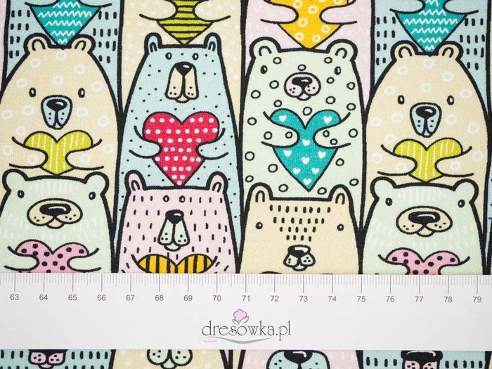 BEARS WITH HEARTS - Viscose jersey WE210