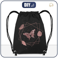 GYM BAG - BUTTERFLY / rhombuses (GLITTER BUTTERFLIES) - sewing set