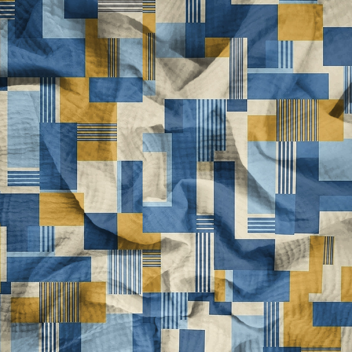 RETRO GEOMETRIC WZ. 3 - Muślin bawełniany