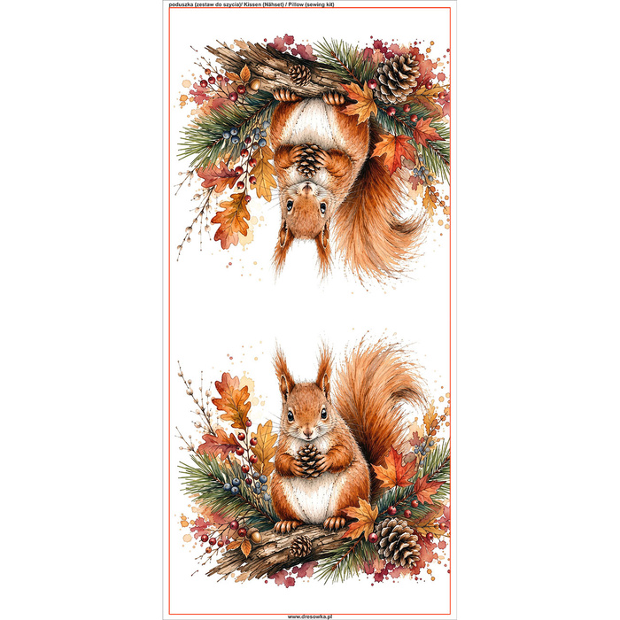 KISSEN 45x45 - AUTUMN SQUIRREL - Vorderseite + Rückseite
