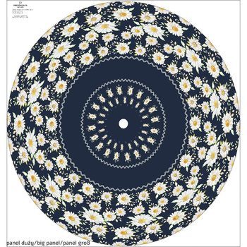 DAISIES PAT. 2 / dark blue - big circle skirt panel