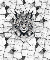 ANIMALS CRACKED wz.2 (cat) - panel (60cm x 50cm) Waterproof woven fabric