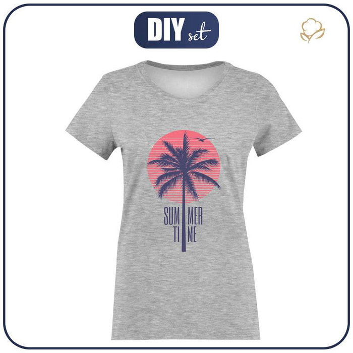 WOMEN’S T-SHIRT - SUMMER TIME / melange light grey - single jersey XXXL