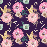 FLOWERS AND GOLDEN FEATHERS pat. 2 - Viscose jersey