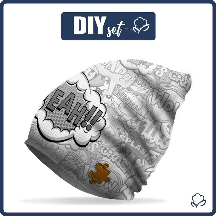 "Beanie" cap - COMIC BOOK / yeah (black - white) 48-50