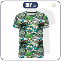 HERREN T-SHIRT - COMICS (grün - blau) - Single Jersey S