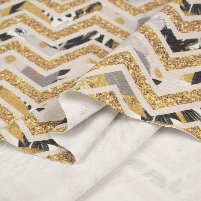 FLOWER BOUQUET  pat. 4 (gold) - single jersey with elastane 