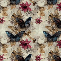 Butterfly & Flowers wz.14 - Leinen 100%