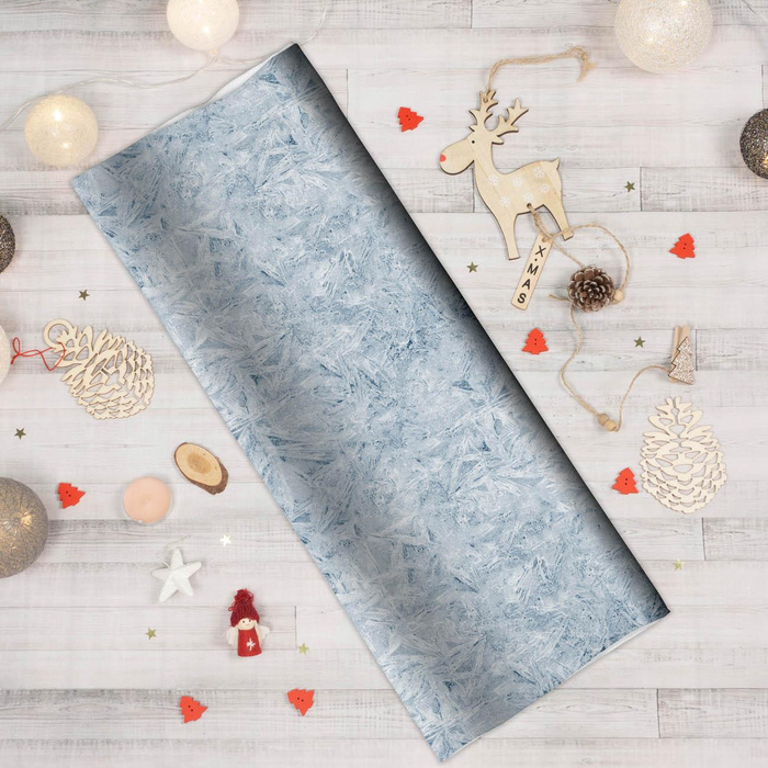 FROST pat. 2 / light blue (PAINTED ON GLASS) - Waterproof woven fabric