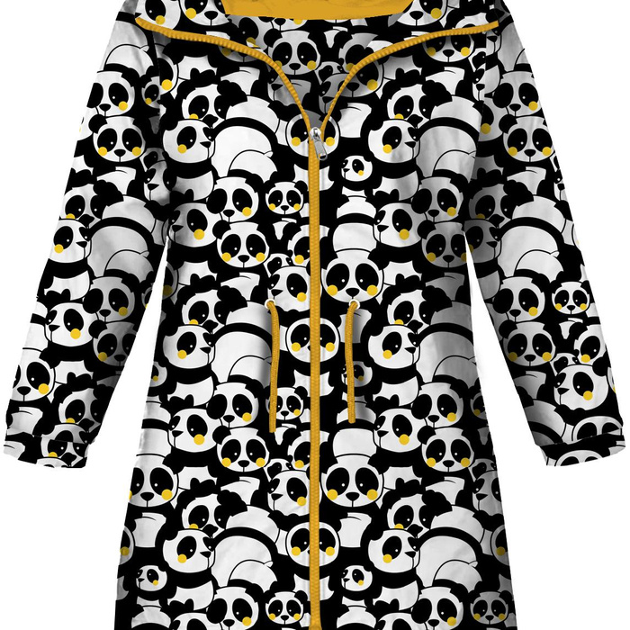 KIDS PARKA (ARIEL) - PANDAS / yellow - softshell (134/140)