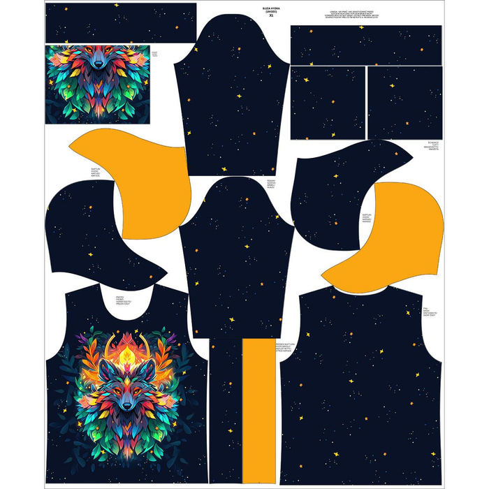 UNISEX HOODIE (HYDRA) - Animals mandala wz.4 - Nähset XS