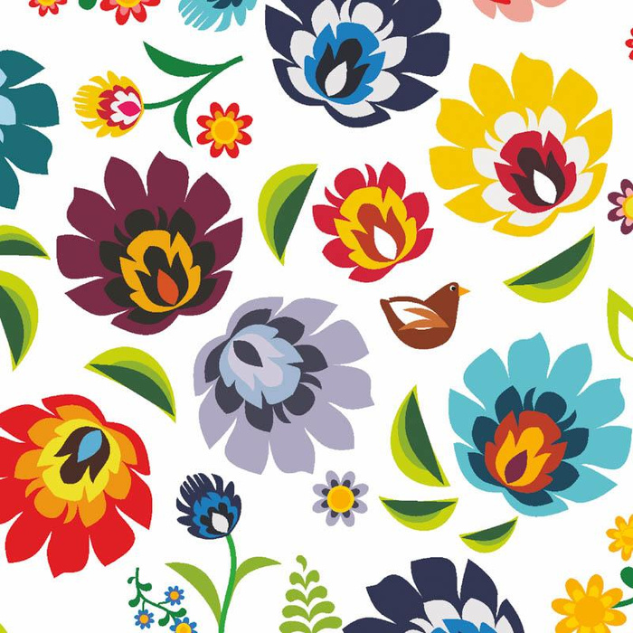 LOWICZ FOLKLORE / white - Cotton muslin