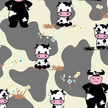 COWS ON BEIGE - single jersey with elastane TE210