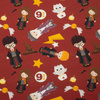 MAGICAL FRIENDS pat. 3 (MAGIC SCHOOL) / bordová - Waterproof woven fabric