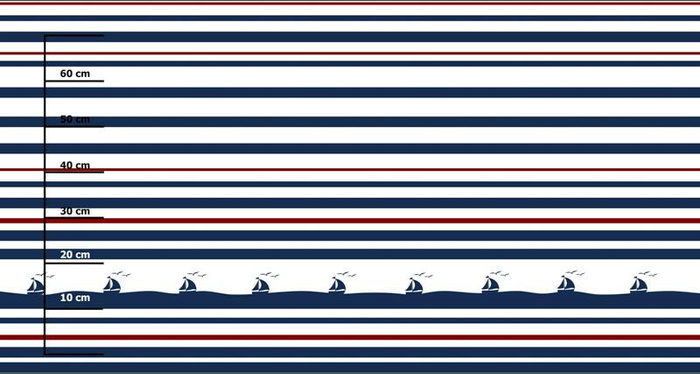 SCHIFFE / Streifen (marine) - SINGLE JERSEY PANEL