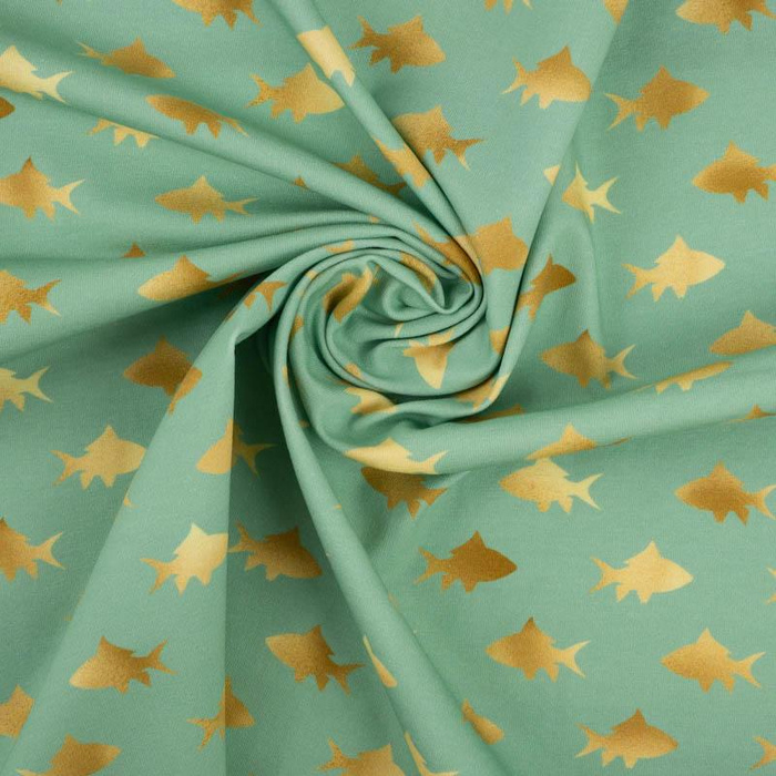 GOLDEN FISH (GOLDEN OCEAN) / mint - single jersey with elastane