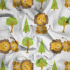 LION IN THE FOREST (ANIMAL GARDEN) - Cotton muslin