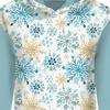BLUZA DAMSKA (POLA) CLASSIC Z KAPTUREM - NIEBIESKIE ŚNIEŻYNKI - dzianina pętelkowa XXXL