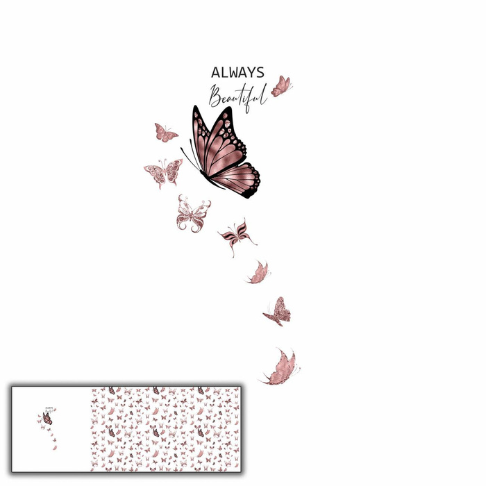 ALWAYS BEAUTIFUL (GLITTER BUTTERFLIES) / white - panoramic panel looped knit (60cm x 155cm)