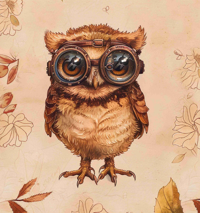 OWL STEAMPUNK FOREST WZ. 1 - panel panoramiczny softshell (60cm x 140cm)
