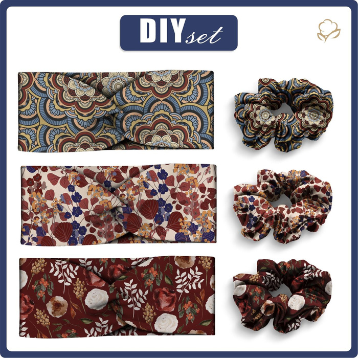 HEADBAND AND HAIR ELASTIC 3KPL - PATTERN 7 - sewing set 4-8